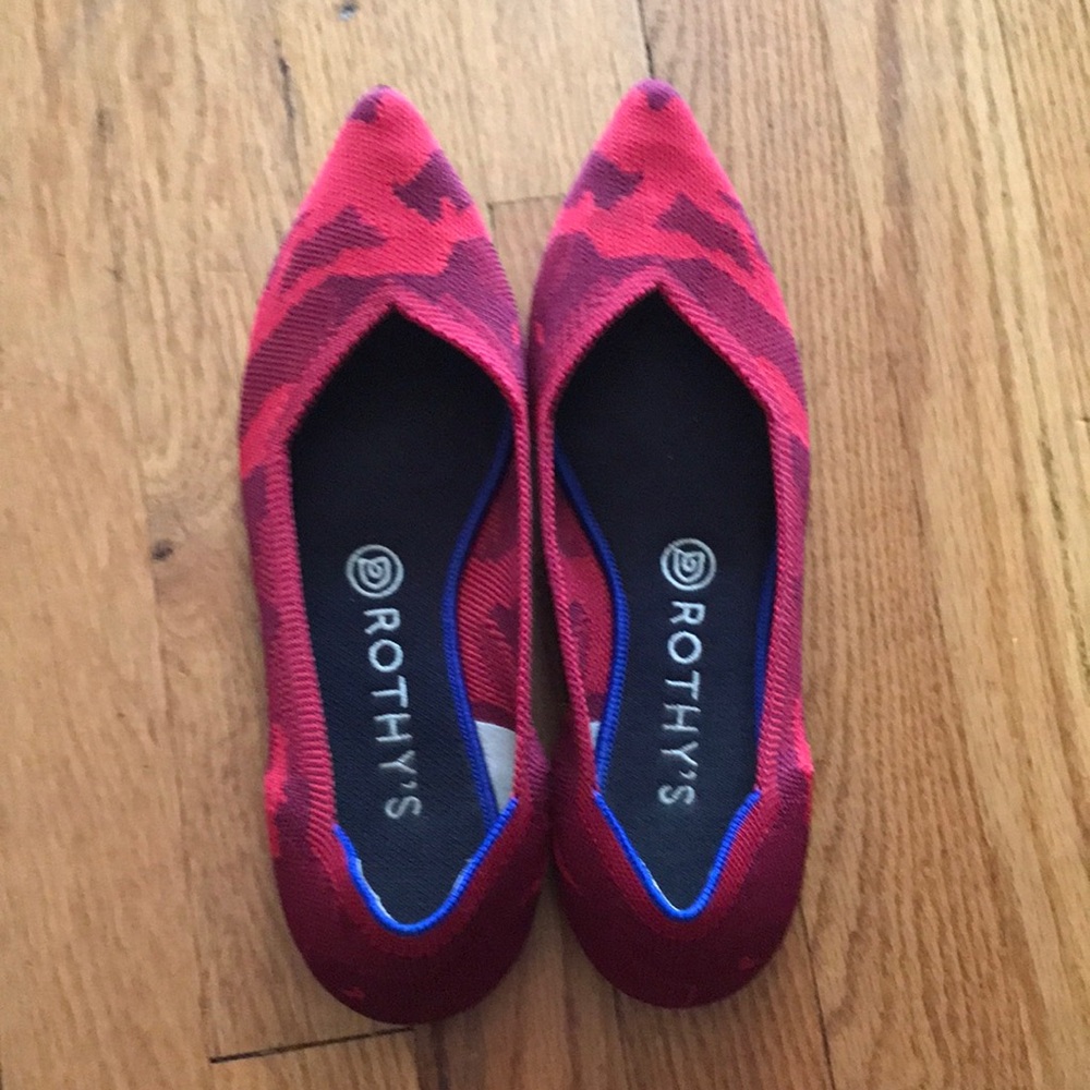 Rothy's Red and Black Houndstooth Flats